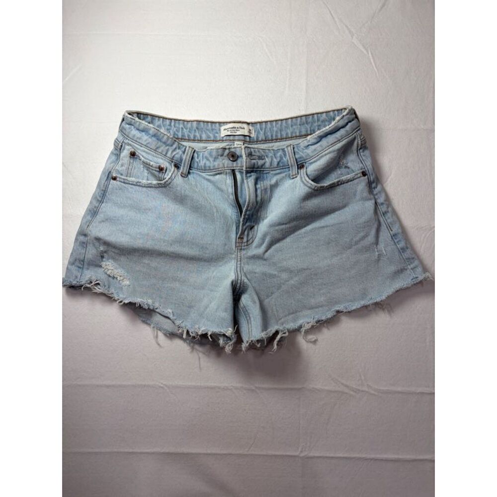 Abercrombie Curve Love Mid Rise A Line Denim Shorts Light Wash Cutoff 29 W8